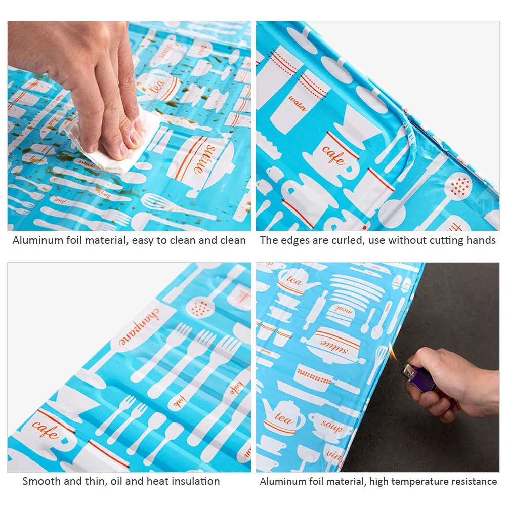 3 Sided Kitchen Splatter Guard Foldable Oil Proof Board Aluminum Foil Gas Stove Shield view 3