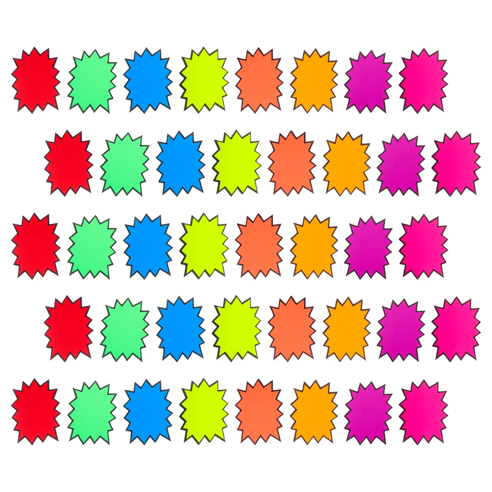 

160Pcs Retail Store Burst Paper Tags Fluorescent Colors Price Labels Sale Signs Advertising Paper for Promotions