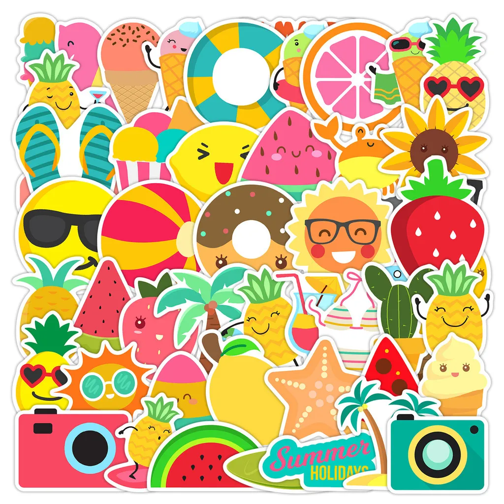 

50PCS Summer Graffiti Stickers - Cartoon Fresh Style, Waterproof Decor for Journal, Phone & Water Cup AnimeWorlds Store