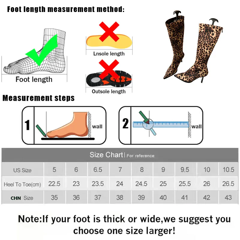 Footwear Fashion Leopard print Women Knee High Stretch Boots Female Designer Shoes Modern Ladies Long Booties Heels Pumps Shoes