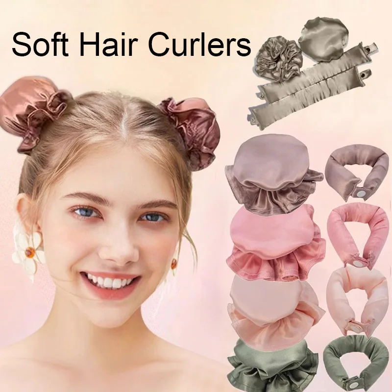 مكواة تجعيد بدون حرارة، قضيب تجعيد، عصابة رأس، بونيه، أداة تجعيد الشعر الناعمة، بدون بكرات شعر حرارية من الساتان #1