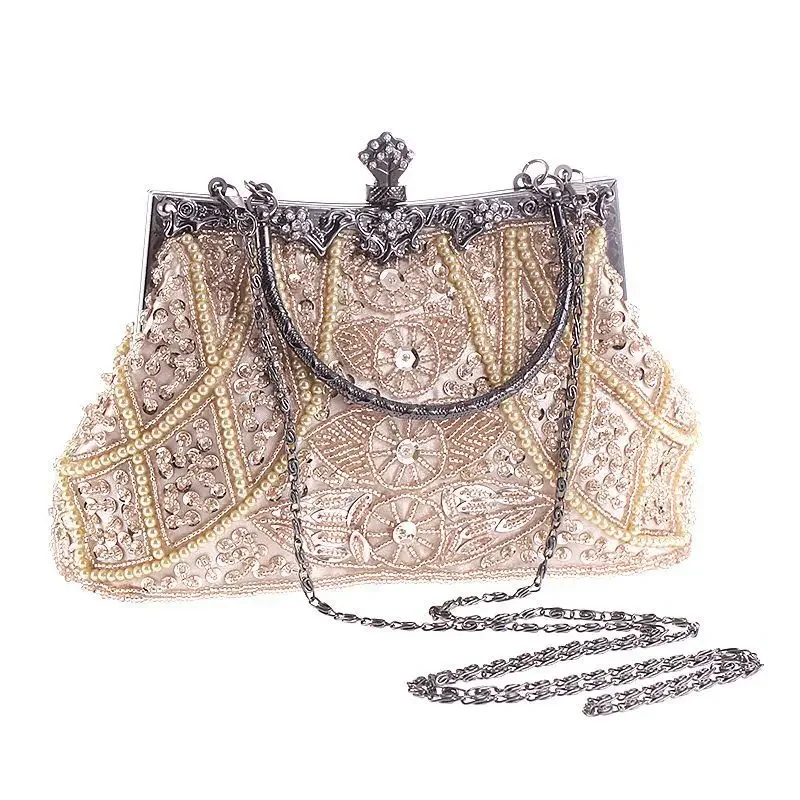 2024 Retro Craftsmanship Beaded Embroidery Bag Evening Dress Handheld Banquet Bag Classic Cheongsam Perfect Match Bridal Bag