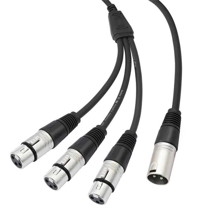 New-XLR Male To 3 Female Y Splitter Cable 3Pin, XLR Splitter 1 Male To 3 Female Audio Cable For Mixer Microphone
