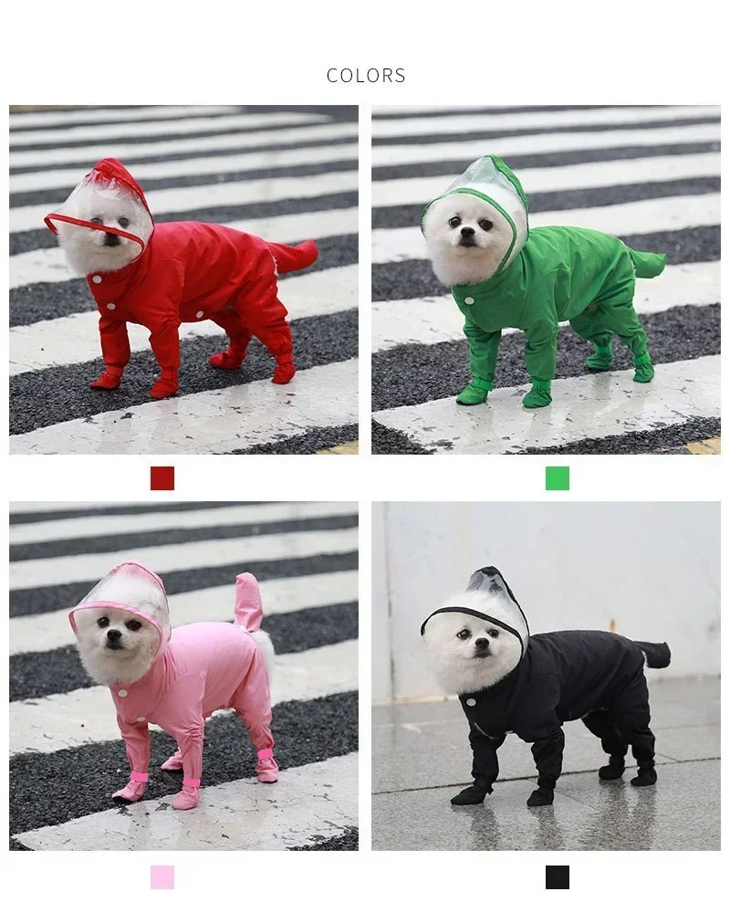 Pet Puppy Dog Raincoat Clothes Small Dog Waterproof Jumpsuit Overalls Clothing Jacket Yorkshire Poodle Puppy Dog Rain coat