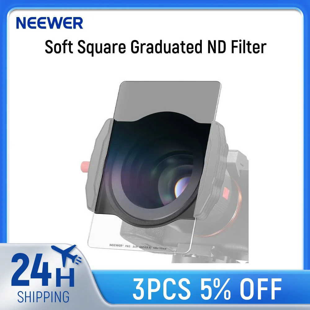 

NEEWER Soft Square Graduated ND Filter, 100X150mm Gradient ND8 (3 Stops) 2mm Slim with Multi Coated HD Optical Glass