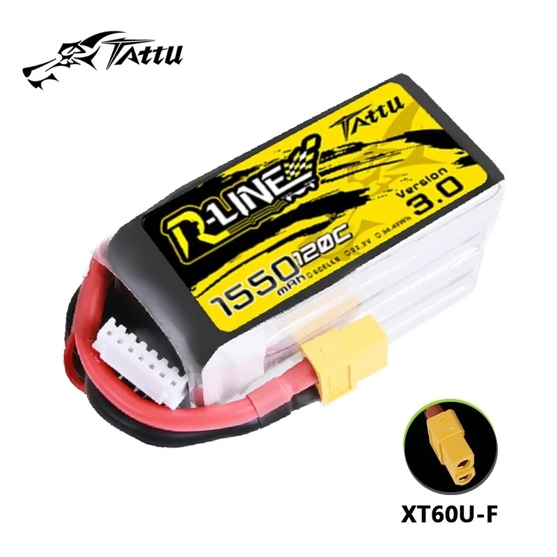 Original TATTU R-LINE 3.0 120C 1550mAh 22.2V LiPo Battery For RC Helicopter Quadcopter FPV Racing Drone Parts With XT60 Plug