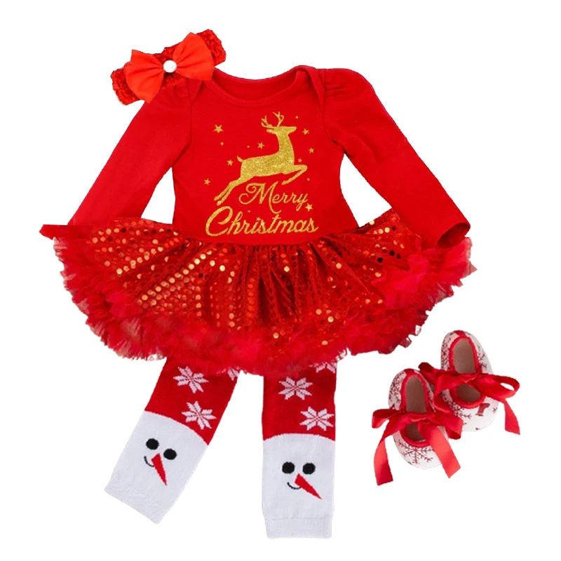 

2025 Christmas Baby Girl Dress Set New Year Red Baby Xmas Clothes Children Christmas Tutu Costume Toddler Infant Santa Claus Set