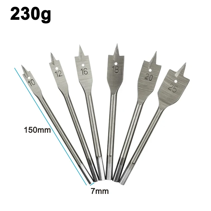 6pc Natural Color Three Pointed Flat Drill Hexagonal Handle Woodworking Hole Opener Wooden Board Drilling Bit Tool Set 2025