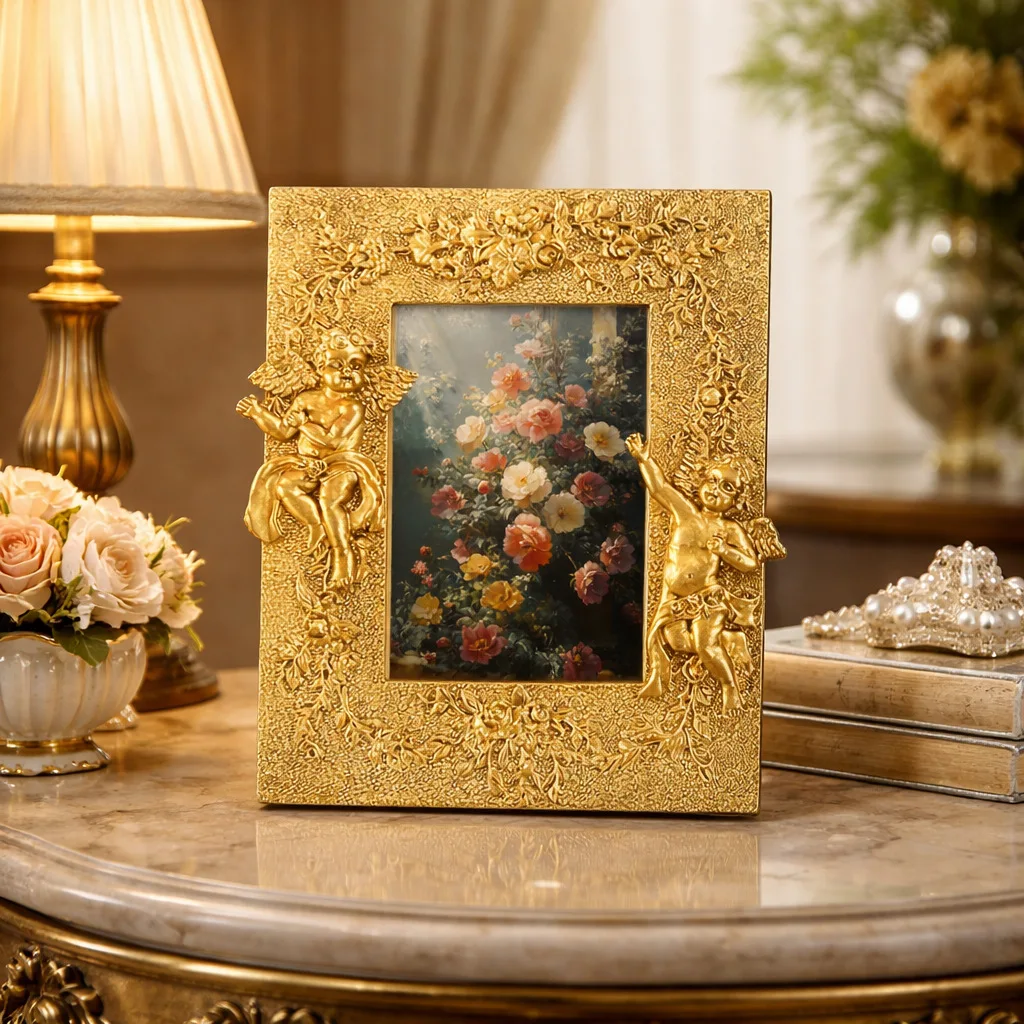 Nordic photo frame Inner frame 10x15cm American pastoral ornament resin angel picture frame study wall decoration