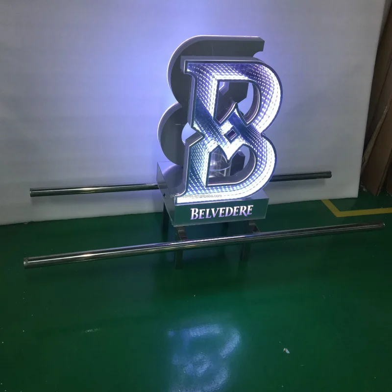 

Светодиодная вывеска для ночного клуба: держатель для бутылок водки, подставка для шампанского, буквы-подставки B, тележка-глорификатор, стойка для бара