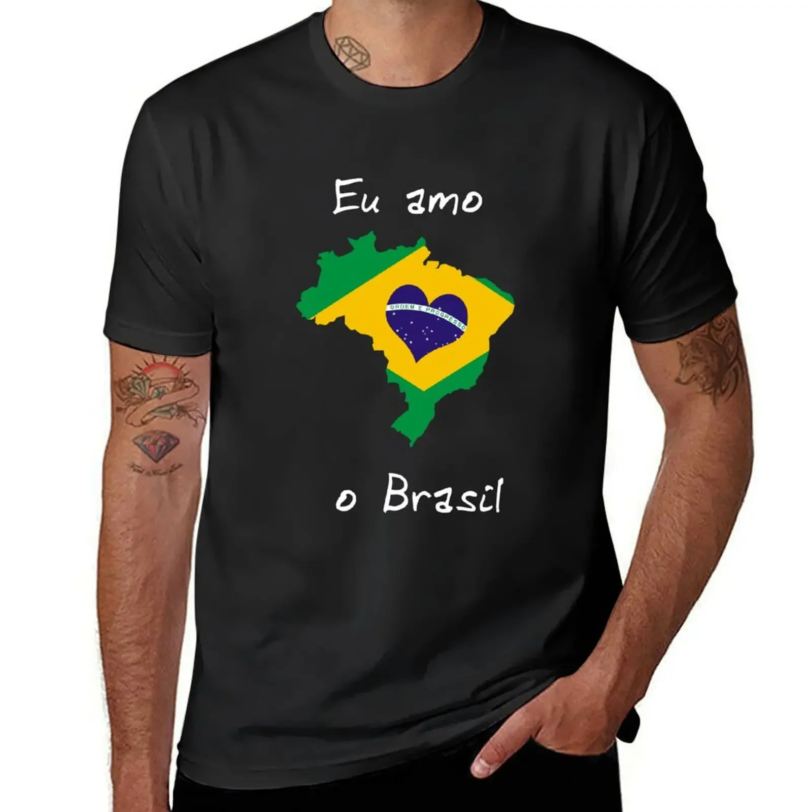 

Eu Amo O Brasil T-Shirt oversized graphic tee plain summer clothes mens clothing