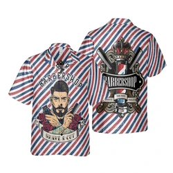 Uniforme de peluquero con estampado 3D para hombre, Camisas profesionales, blusa Harajuku Y2k, vestido Vintage, Camisas informales de flores, Camisas ajustadas Retro