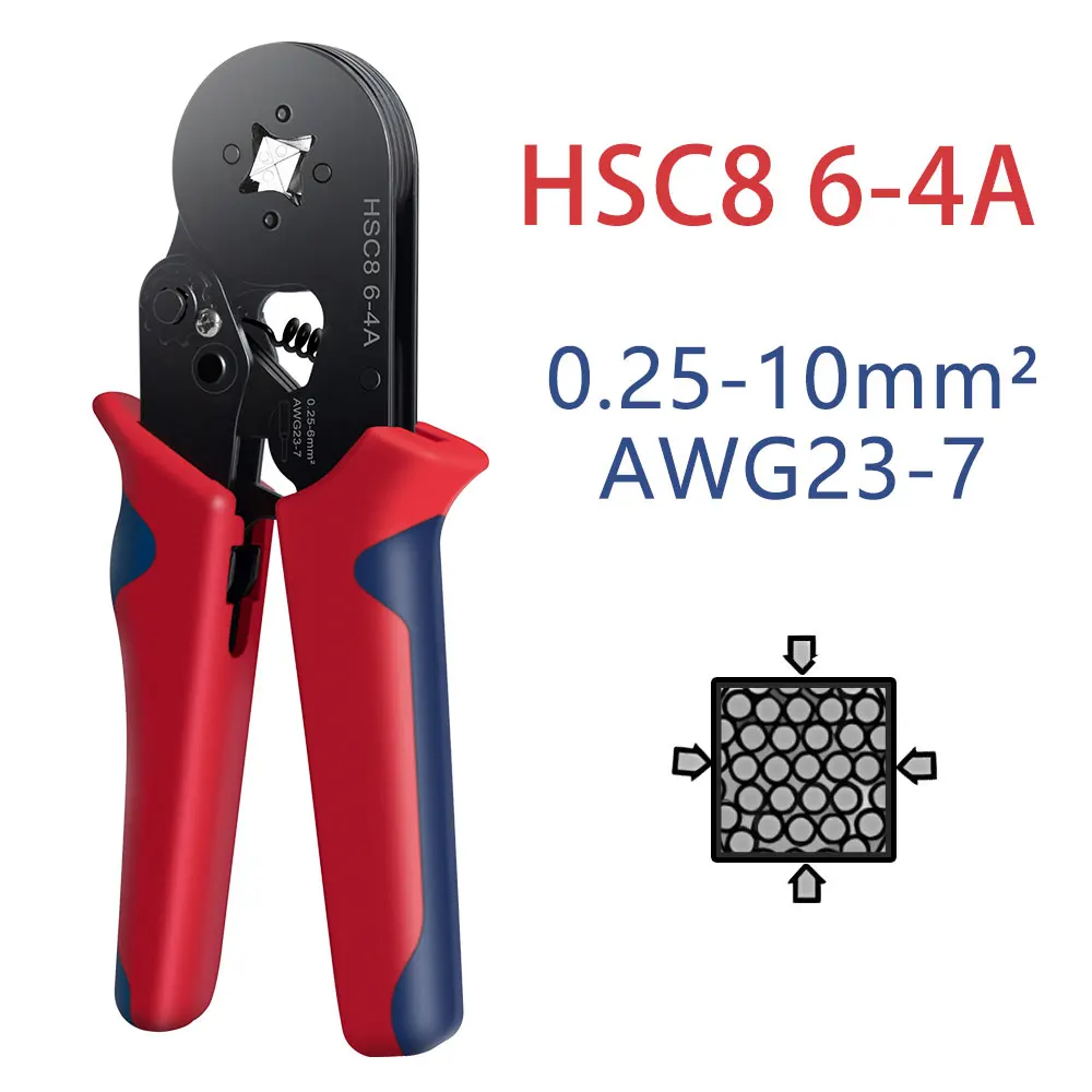 Wire Stripper Crimping Tool Kit - HSC8 10-6/6- 4A Pliers  Self-Adjusting 8 Inch Cutter Crimper For Tube Terminal