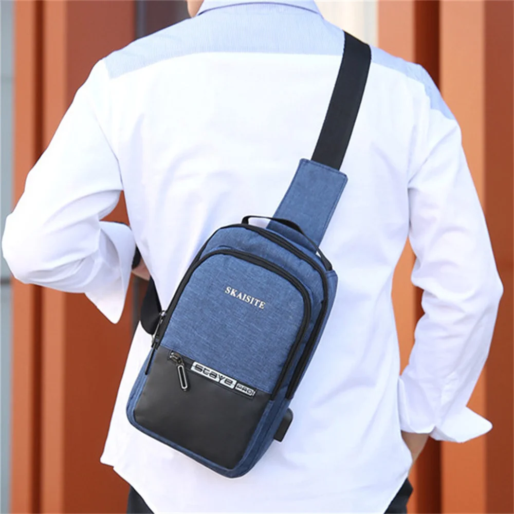 Bolso de hombro multifunción antirrobo USB para hombre, bandolera cruzada de viaje, bolsas de pecho, paquete de mensajero para hombre