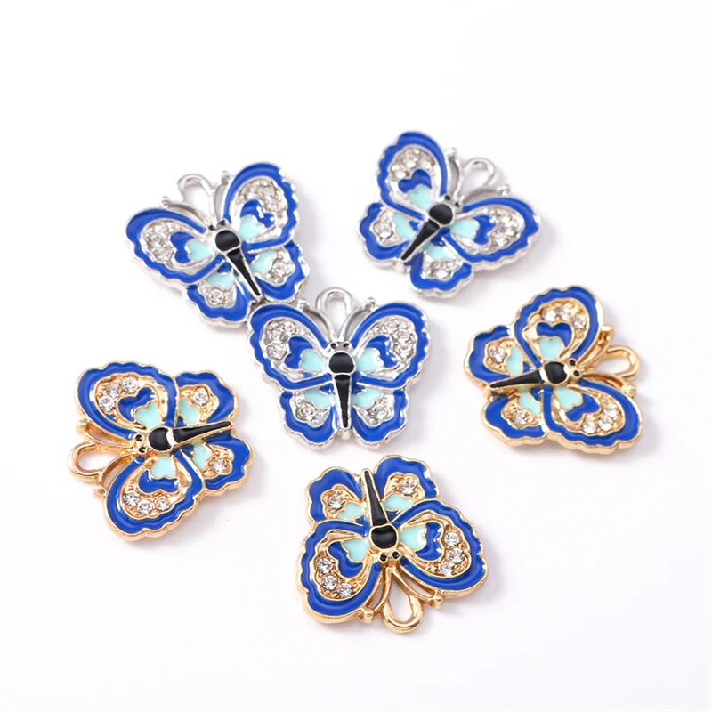 Duarte 20Pcs/Lot Cute Crystal Enamel Flying Butterfly Charms for Jewelry Making Pendants Necklaces Earrings DIY Crafts Supplies