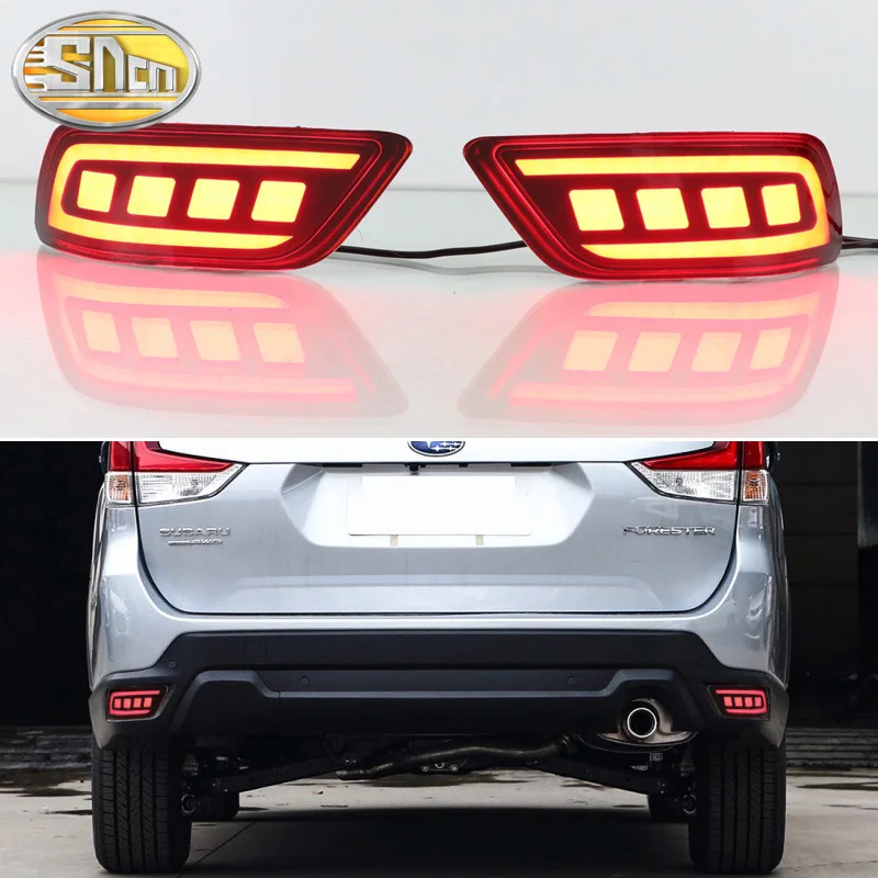 2PCS For Subaru Forester 2019-2023 3-in-1 Functions 12V LED Bumper Light Rear Fog Lamp Brake Light Dynamic Turn Signal Reflector