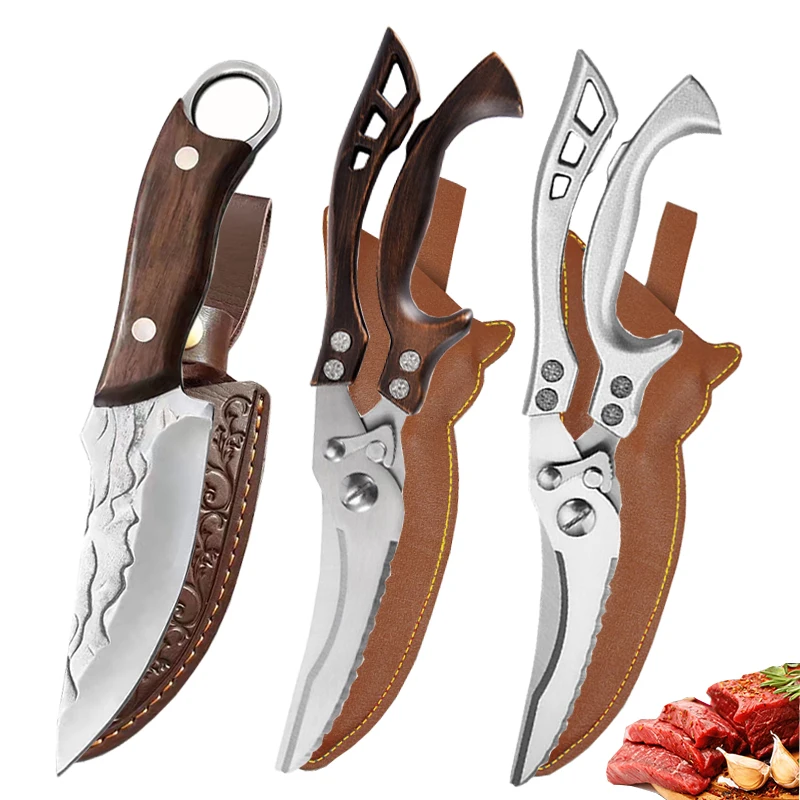 

Kitchen Scissors Chicken Bone Shears Vegetable Fish Scissors Stainless Steel Boning Knife Meat Cleaver Sharp Butcher Knife