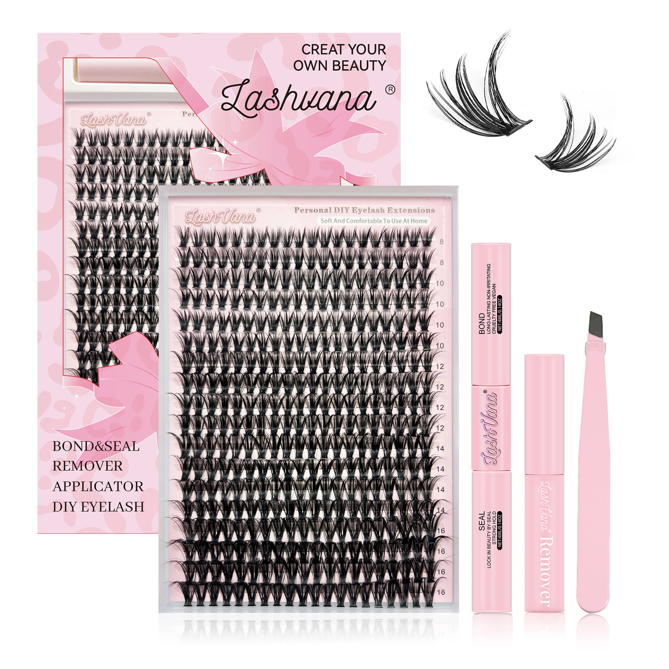 Set di ciglia a grappolo da 360 pezzi 30D/40D Curl con colla fai da te lunghezza mista 8-16mm ciglia morbide e fini riutilizzabili