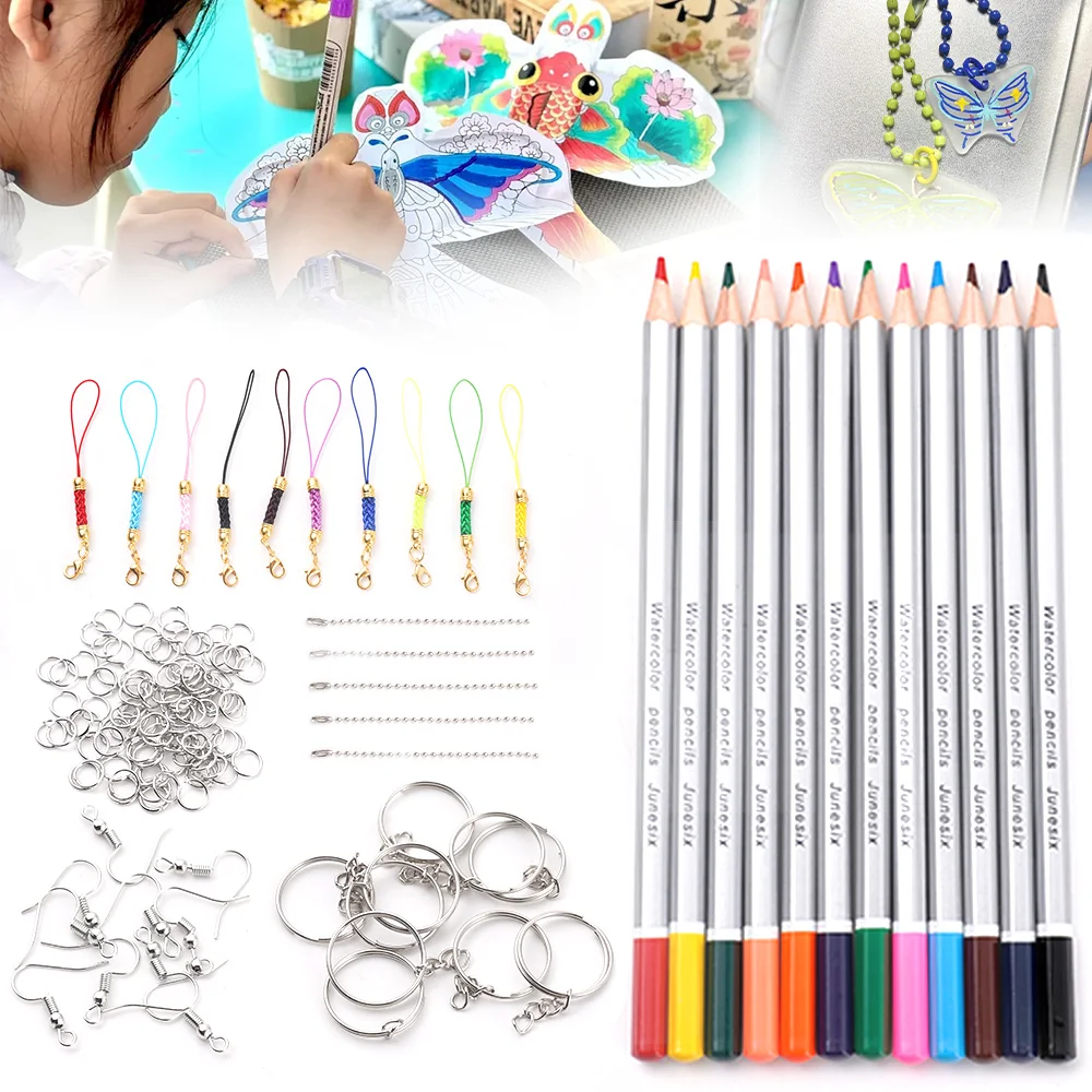 Zestaw arkuszy plastiku termokurczliwego Zestaw arkuszy papieru termokurczliwego DIY Ozdoby do breloków Kreatywne zdobienie Scrapbooking