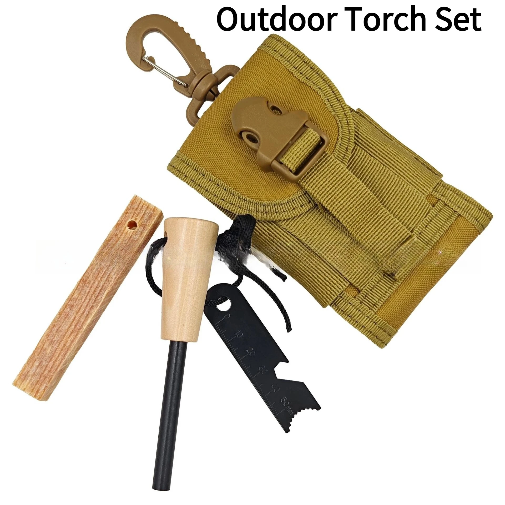 NEW Portable Outdoor Flint Fire Stick Wooden Handle Set Wilderness Survival Magnesium Stick EDC Tool
