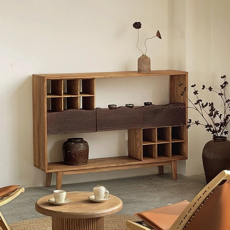 

Tea tea set cabinet Multi-grid shelf Solid wood tea cabinet B & B dining side cabinet Household