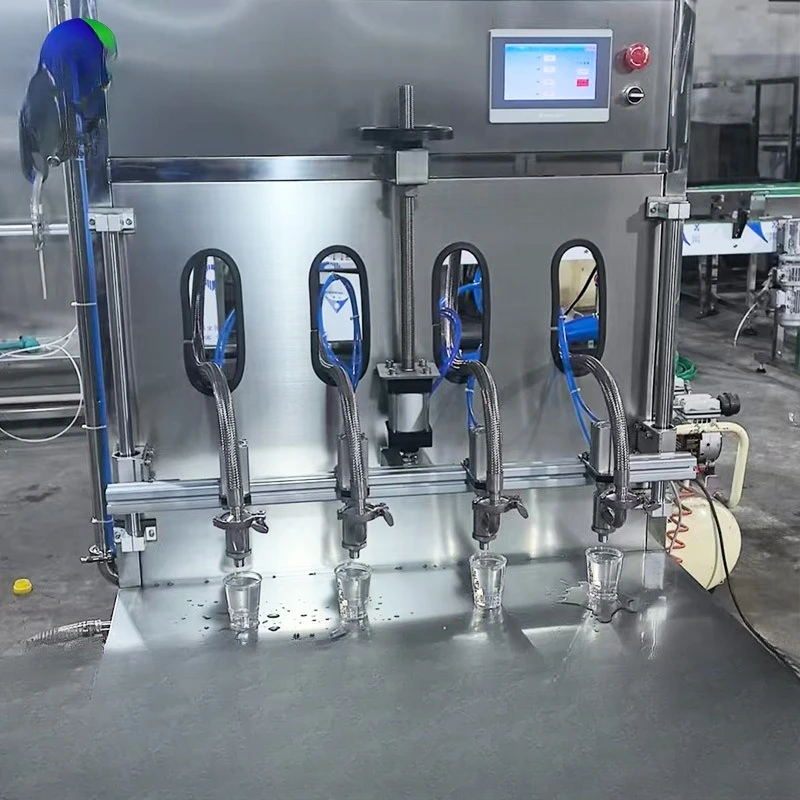 Kleine, flüssige, Dünger-, Selbstfluss-Füllmaschine, vierköpfige quantitative Füllung