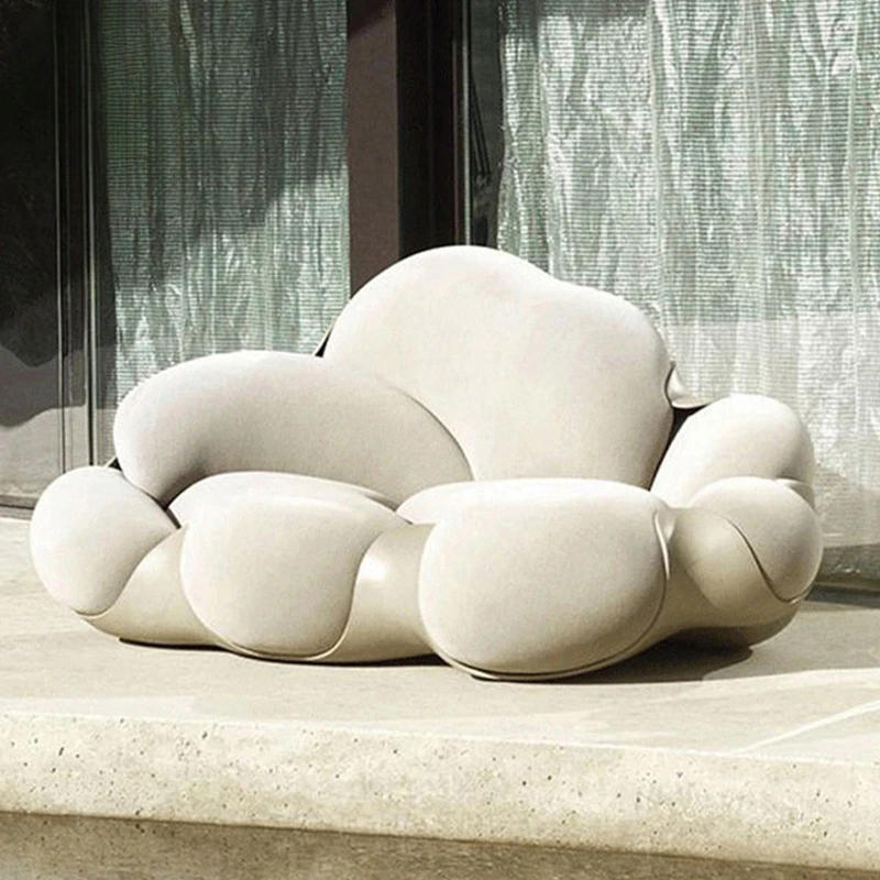 Modern irregular cloud sofa, fiberglass artistic hollow hanging basket, leisure sofa chair