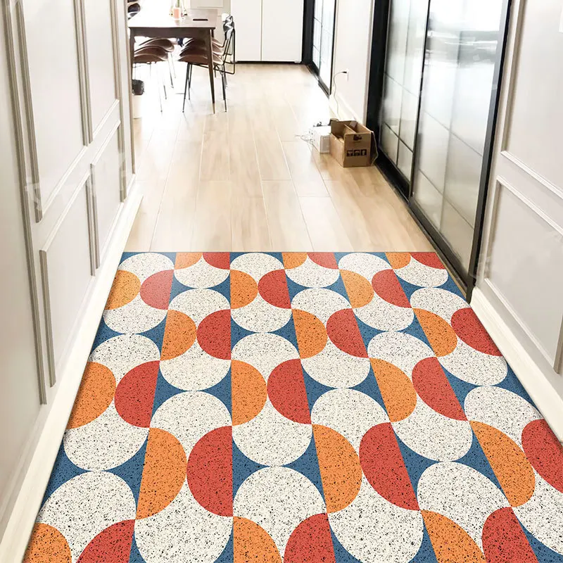 Retro Welcome Entrance Doormat Anti-slip Silk Loop PVC Floor Mats for Porch Hallway Entryway Home Decor Dust Removal Carpet