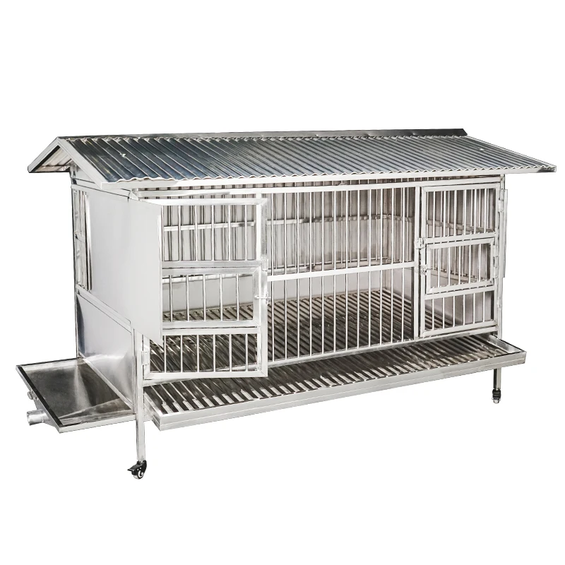 Large stainless steel chicken cage, outdoor household with funnel, toilet weatherproof and egg collection outdoor poultry cage