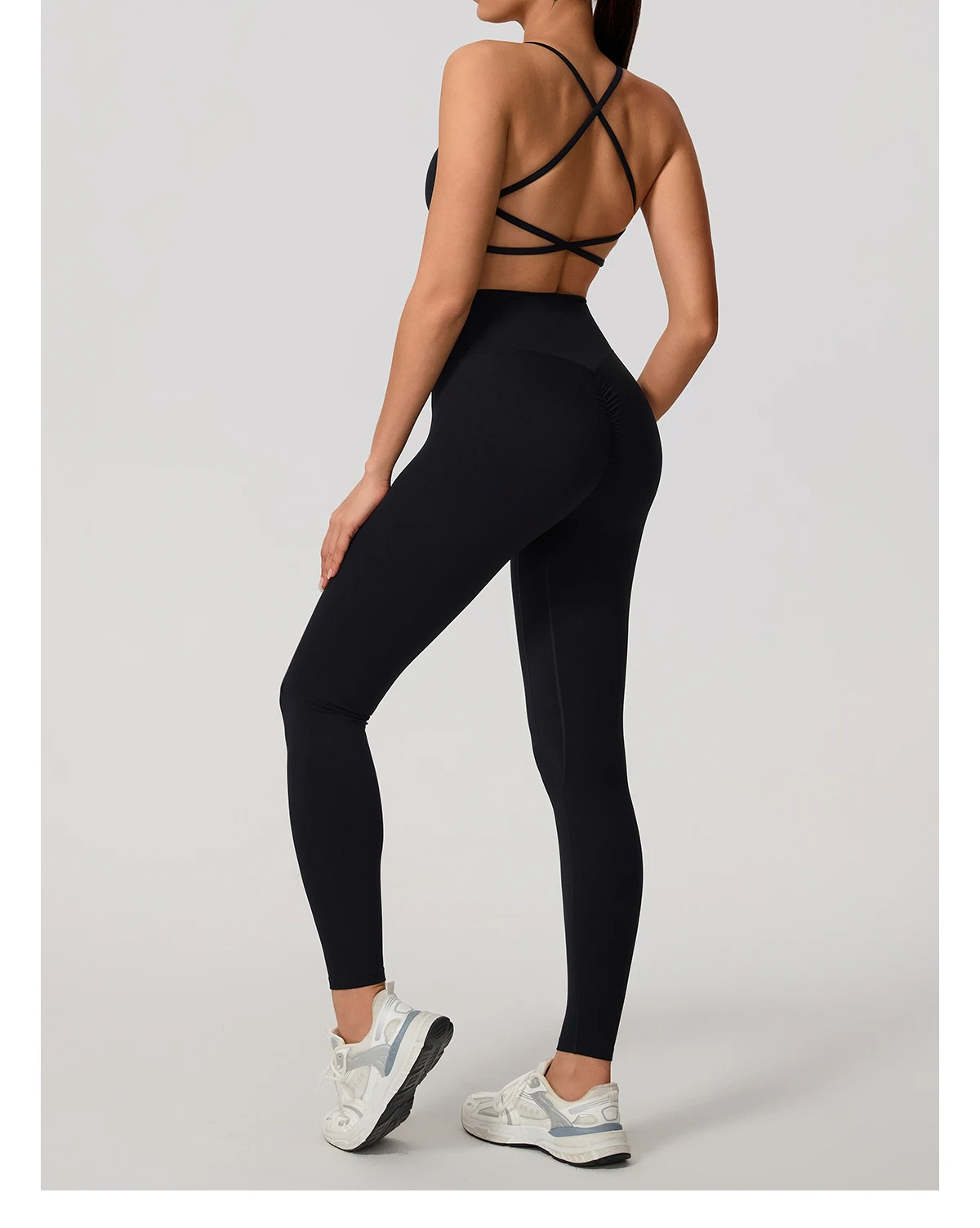 Hearuisavy Damen Workout-Set 2-teilig Sport-BH Hochtaillierte Leggings Rückenfreies Yoga-Top Fitness-Laufhose für Frauen – Detail 27