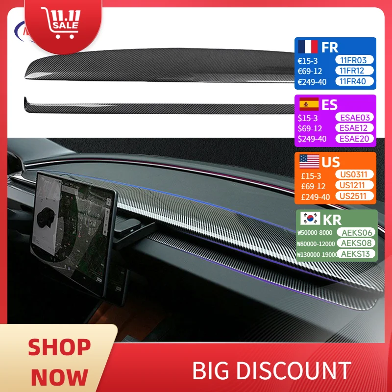 

Car Instrument Panel Decorative Protection Strip for Tesla Model Y Juniper 3 Highland ABS Odorless Anti - Scratch Wear-Resistant
