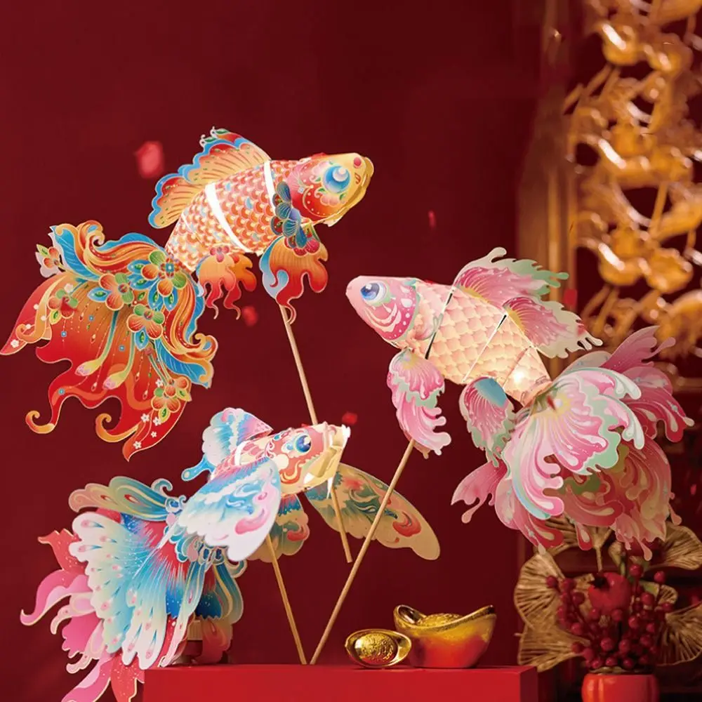 Chinese Style New Year Fish Lantern Waterproof Traditional Children Handheld Lantern Cartoon Celebration Lantern