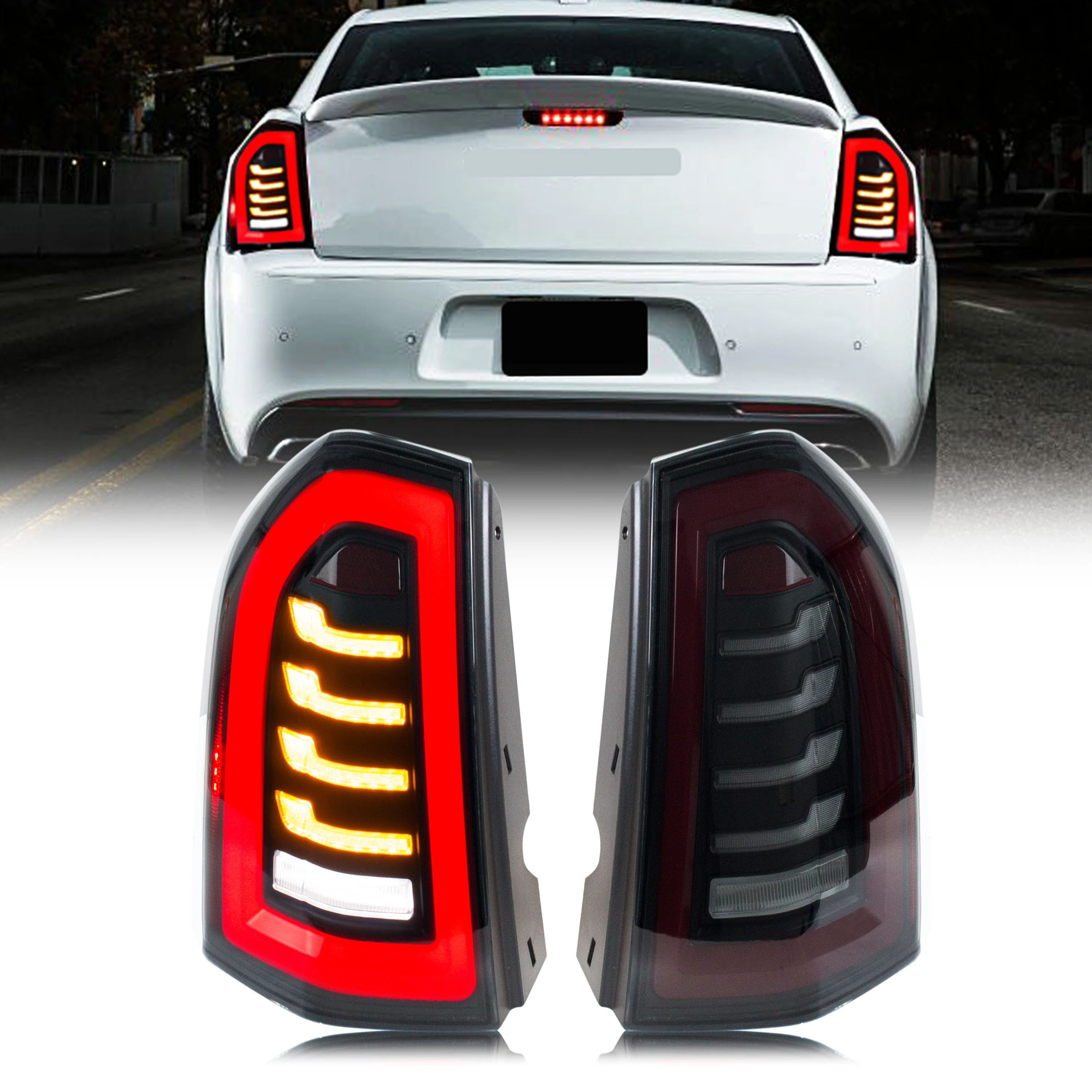 

LED Tail Lights For Chrysler 300 300C 2011-2014 Rear Lamps Start-up Animation Sequential Turn Signal Accessory Assembly