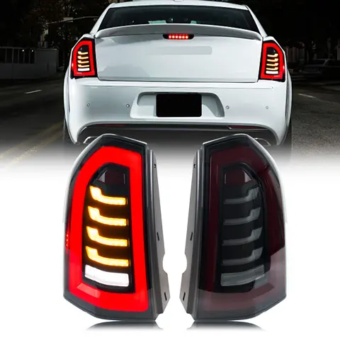 ไฟท้าย LED สําหรับ Chrysler 300 300C 300S 2011-2014 Sequential Blinker สีดํา E-Mark ด้านหลังโคมไฟ
