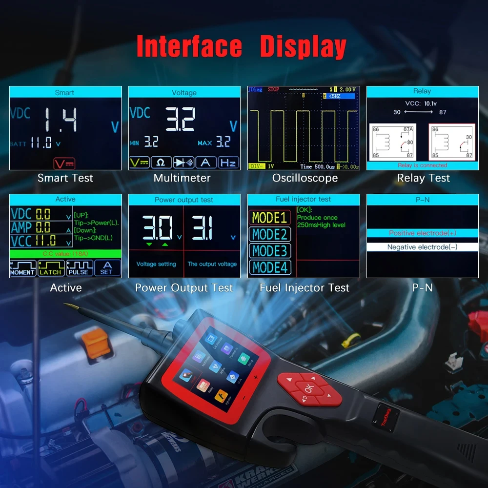 Newest TopDiag Jdiag P200 12V 24V SMART HOOK Power Probe Car Circuit Analyzer Tester Digital Test Electrical System Detector