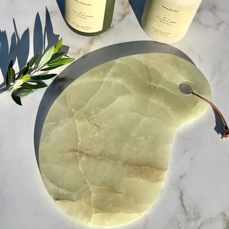 Natürliches Jade-Tablett, Kunstdekoration im französischen Stil, Sushi-Brot-Kaffeehaus-Dekotablett, Obstteller