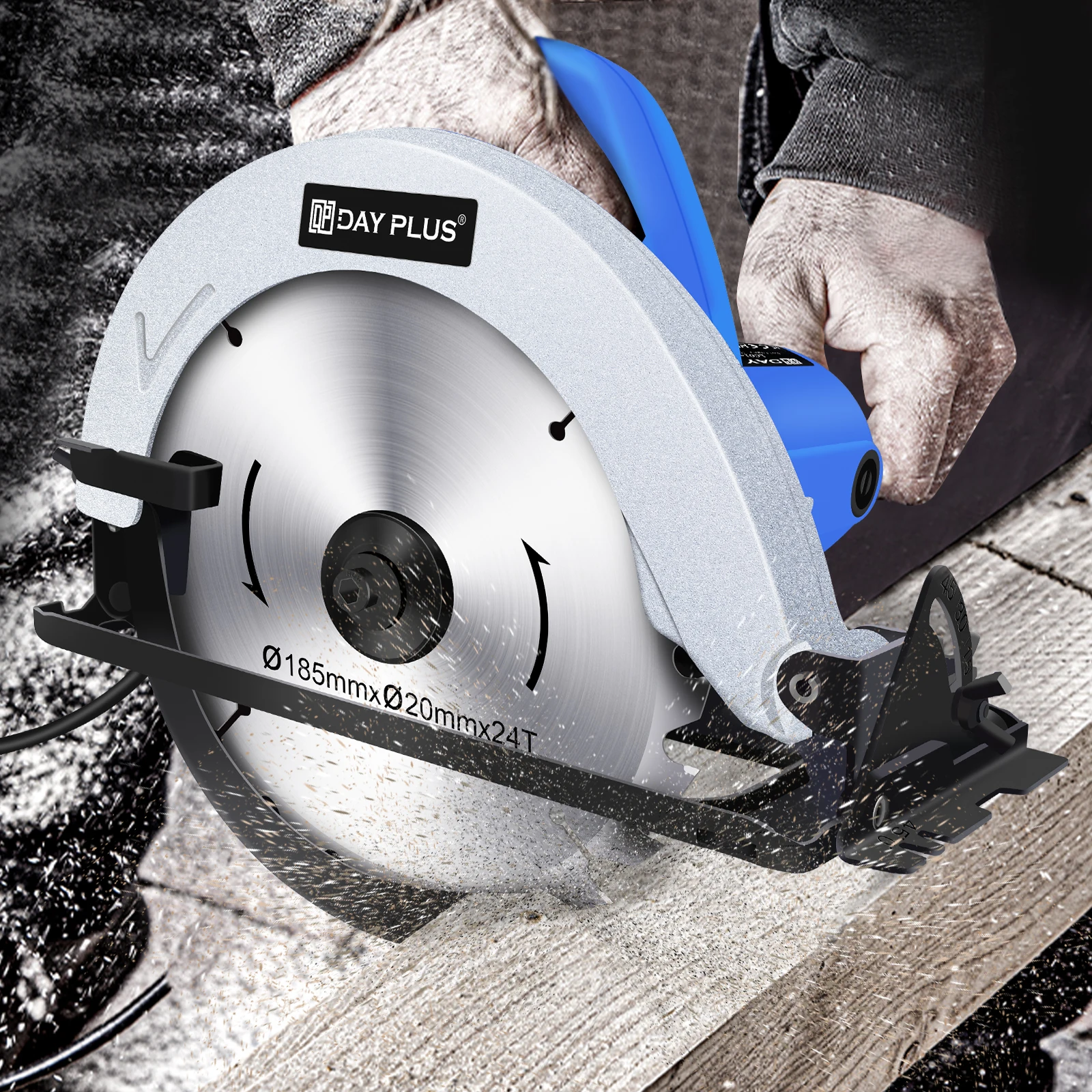 منشار دائري كهربائي، أدوات قطع شفرة معدنية خشبية شديدة التحمل بقدرة 3000 وات، قابلة للتعديل من 0 إلى 45 °   زاوية مشطوفة