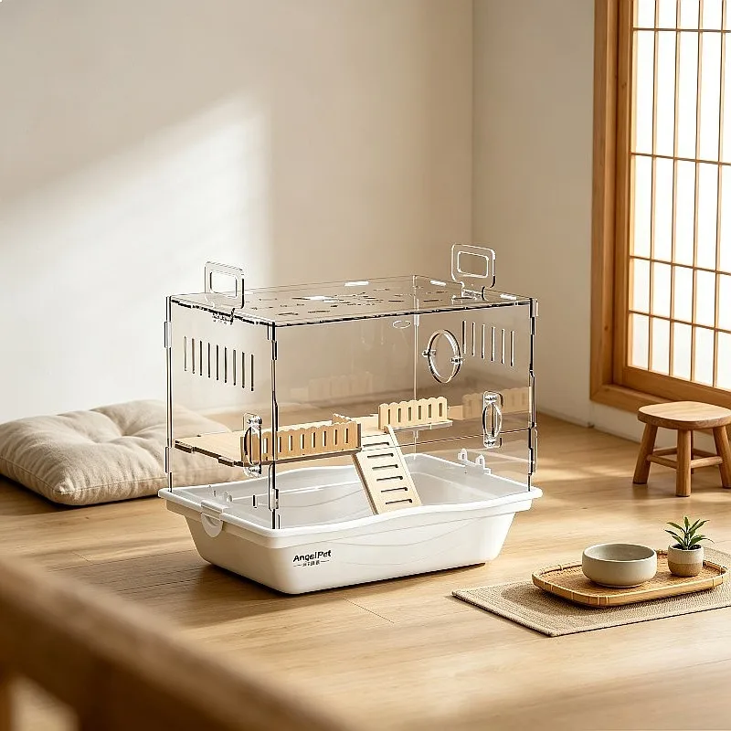 Clear Acrylic Hamster Cage Spacious Transparent Habitat for Syrian Bear Chew-Proof Panoramic View view 3