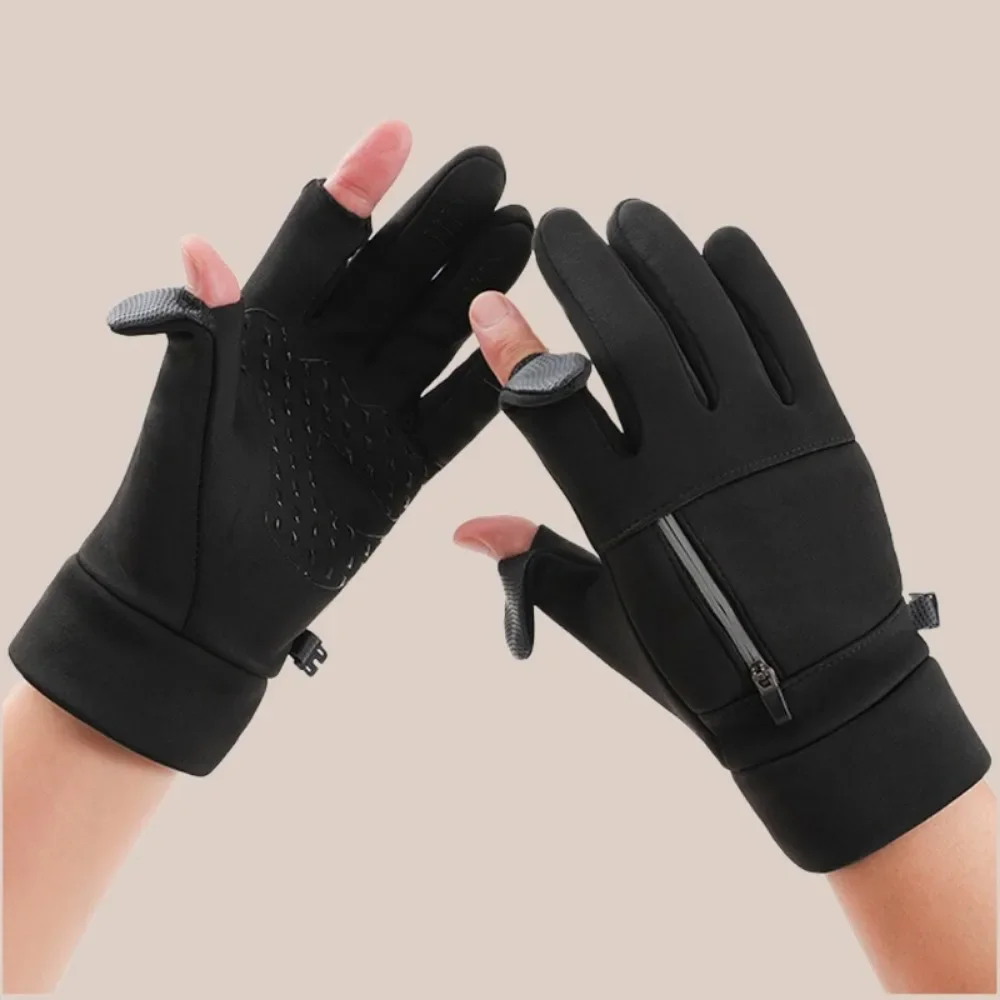 الشتاء الوجه نمط عاكس سستة جيب قفازات ركوب الدراجات، شاشة تعمل باللمس قفازات دافئة، قفازات مقاومة البرد في الهواء الطلق #2