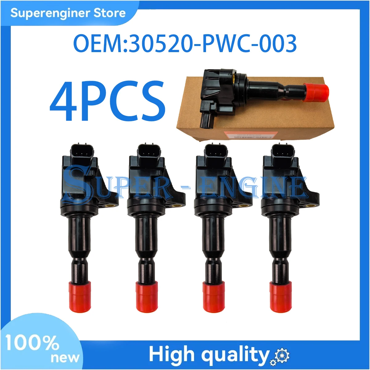 

4 шт. 30520-PWC-003 CM11-110 катушка зажигания UF581 для Honda Airwave Fit II 1,5 L4 City Jazz Airwave 2007 2008 30520-PWC-013