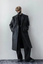 BJD Doll Over Knee Long Leather Clothes Coats ID75 Boys Handsome Black Toy Double Breasted Coats Doll Accessories