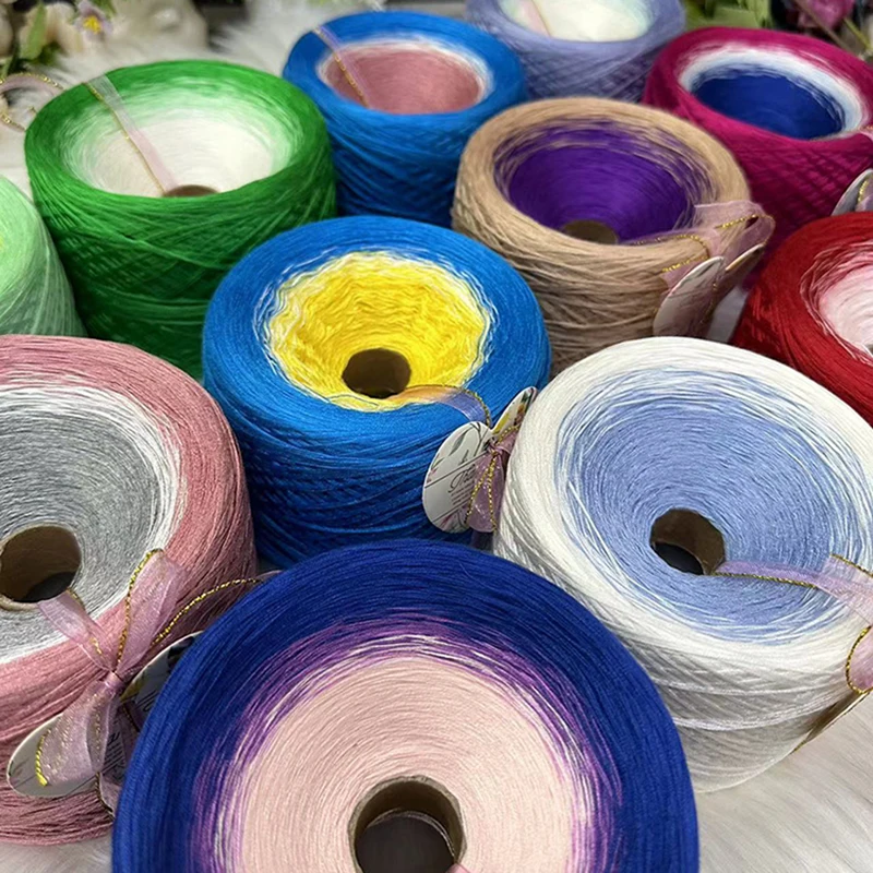 Pure Cotton Thread Gradient Color Cake Yhread Lace Long Section Dye Mercerized Cotton Wool Summer Crochet Thread Dress Baby Line