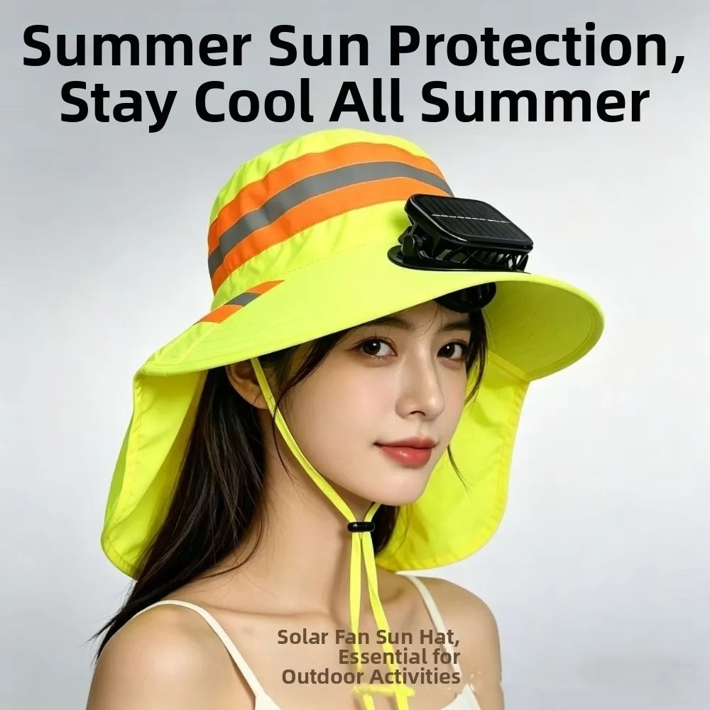Breathable Solar Fan Hat UV Protection Elastic Safety Reflective Hat Rechargeable Lightweight Cooling Sunshade Hat