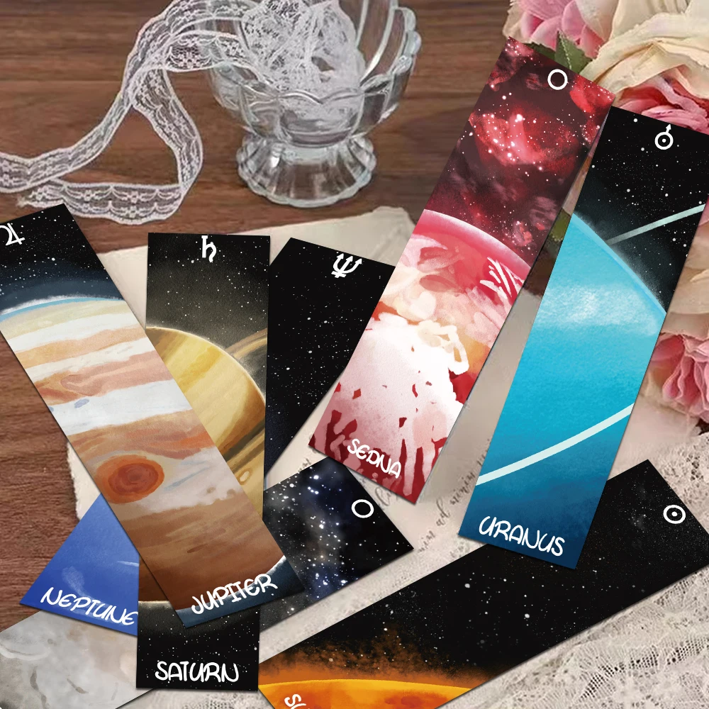 

30pcs Planets Mars Jupiter Bookmarks Reading Pages Books Tagging DIY Decorative Materials Stationary Supplies Aesthetic Bookmark