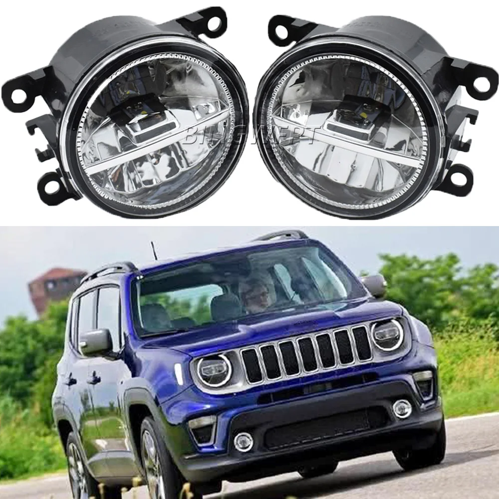 Farol de Neblina (Esquerdo+Direito) para Jeep Renegade BU 2015 2016 2017 2018, Lâmpada de Neblina Dianteira para Carro, Luz Diurna DRL 12V