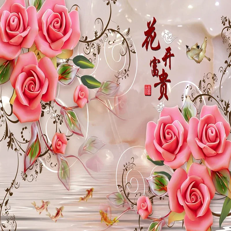 Custom 3D Wallpaper Classic Rose Flowers Photo Wall Mural Living Room TV Sofa Home Decor Background Wall Painting Backdrop