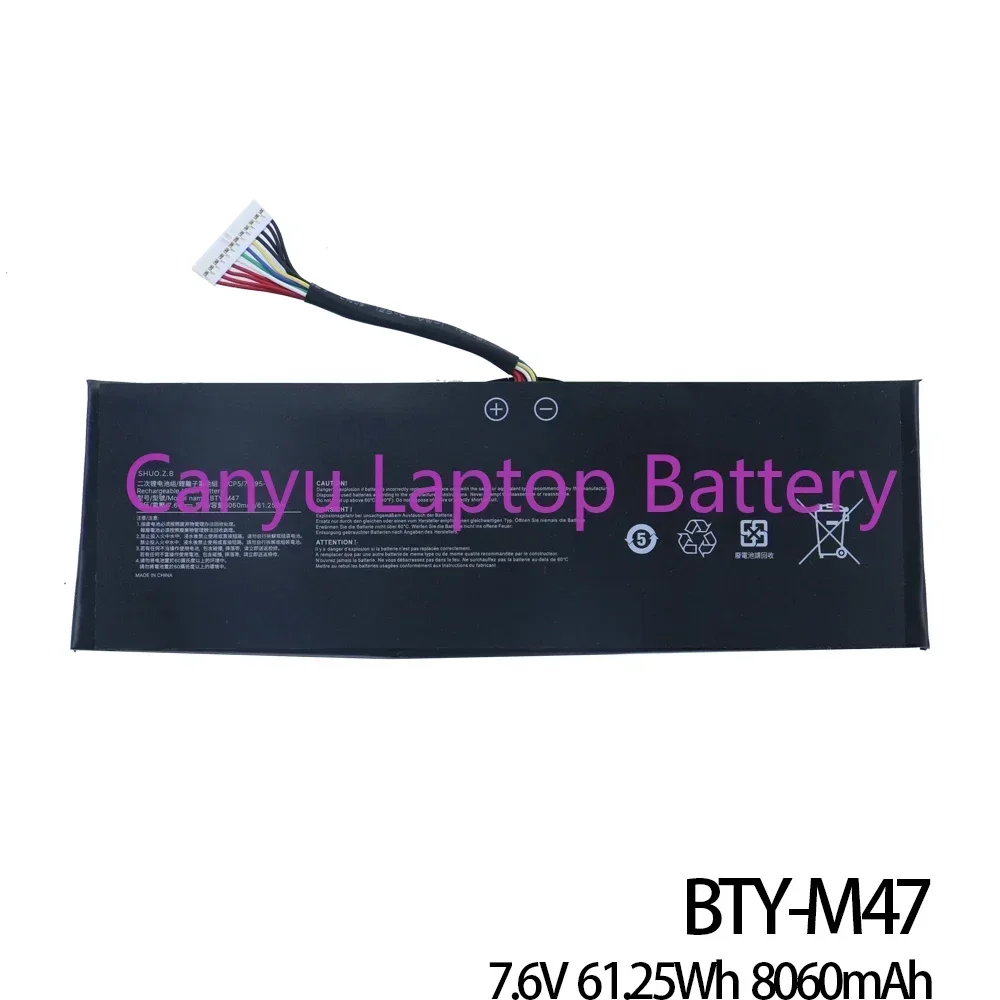 BTY-M47   For MSI MSI GS43 GS43VR 6RE 7RE-064 GS40 6QE 6QE16H11 2ICP5/73/95-2 MS-14A3 MS-14A1 61.25Wh 8060mAh New Laptop battery