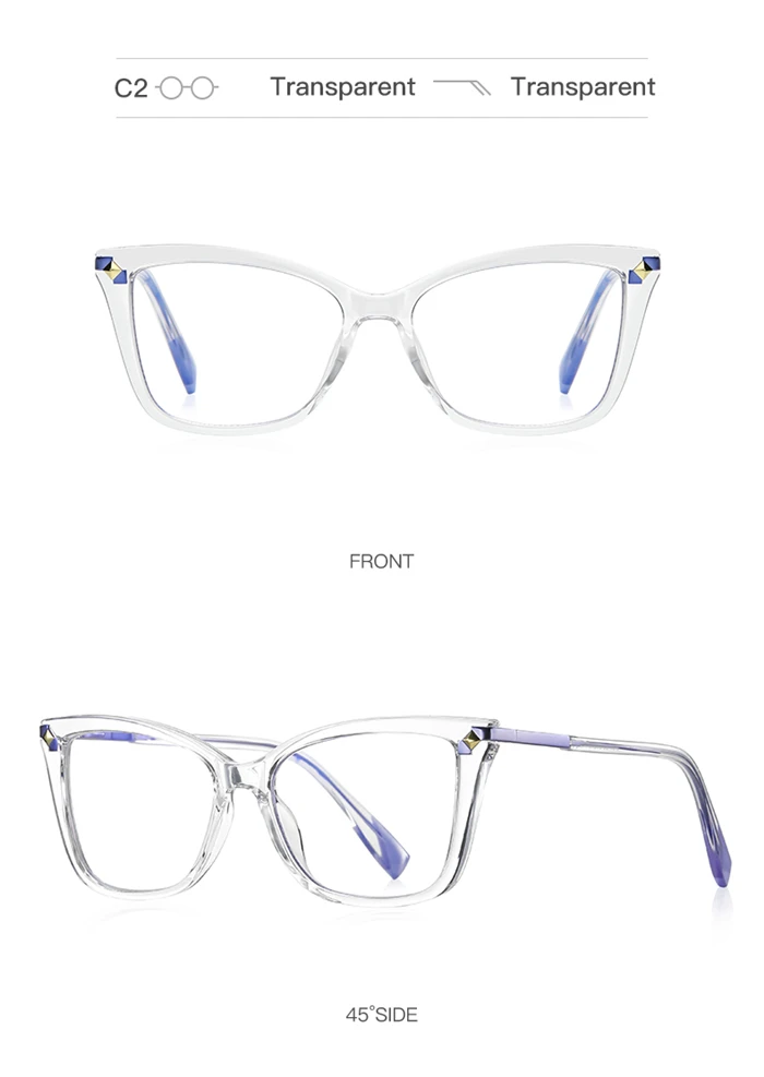 Pin Frame Blue Light Blocking Brille für die kurzsichtige tr90 Frauen Cat Eye Short-Sight-Brille 0-148-206 bis-6 – Detail 13