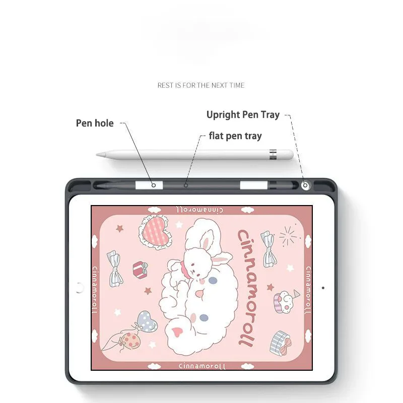 Sanrio Cinnamoroll Voor Ipad Pro 11 A2377 A2459 A230 Slimme Hoes Voor Ipad 9e 8e 7e Mini 6 5 4 Air 2 3 4 Magnetische Siliconen Hoes