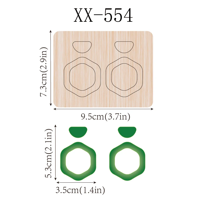 wooden cutting die for earrings in various shapes from 2 to 3 inches for Christmas, suitable for all cutting machines
